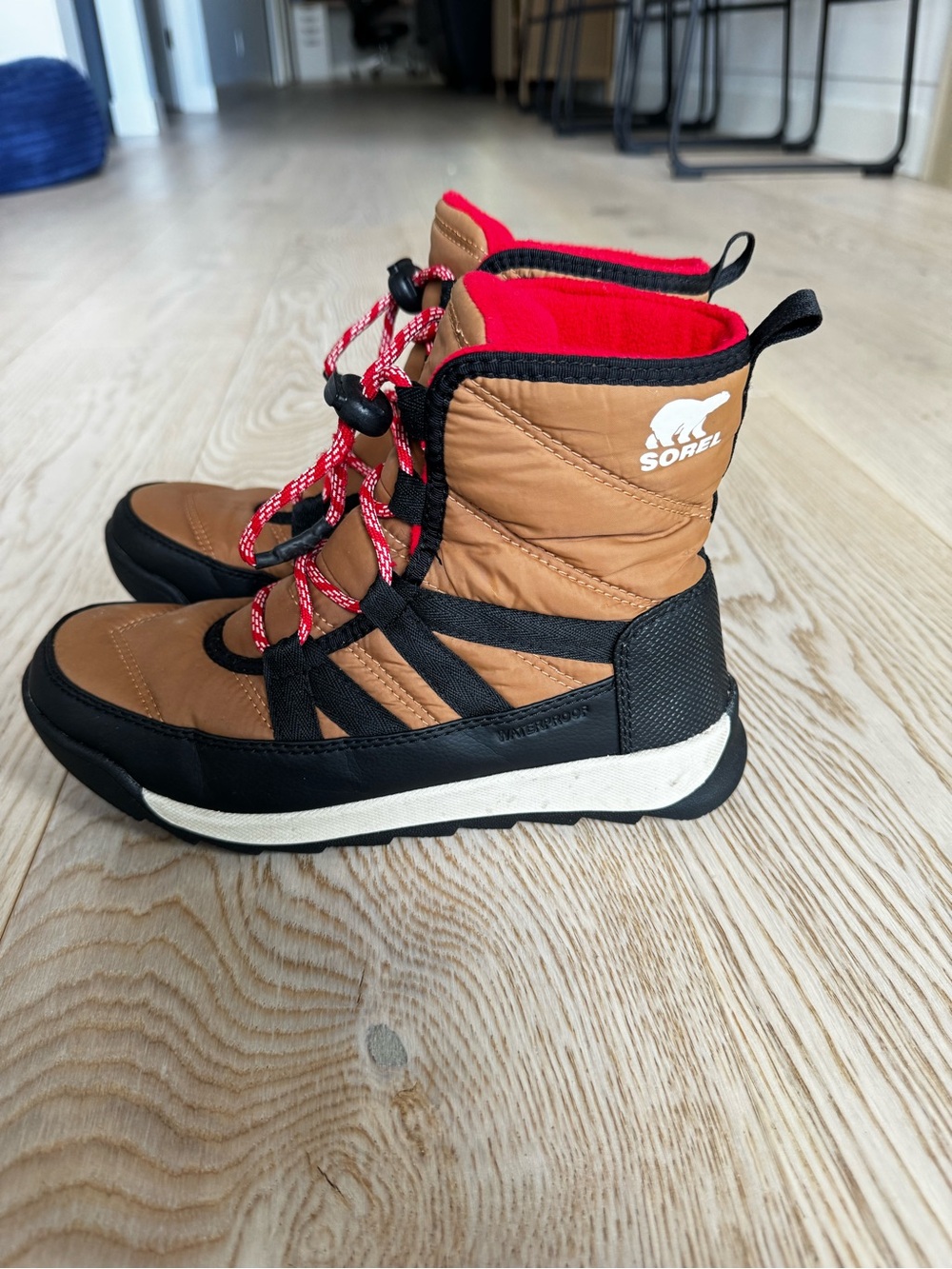 Sorel Kids Tan and Red Insulated Snow Boots